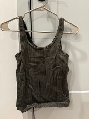 a new day Olive Ribbed Scoop Tank Top